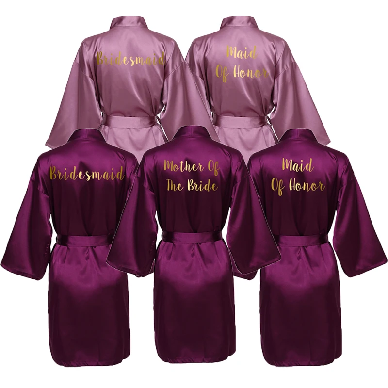 Owiter Women Silk Satin Bride Robe Bridesmaid Robes Bridal Wedding Robes Bathrobe Nightgrowns Sleepwear Plus Size Dressing