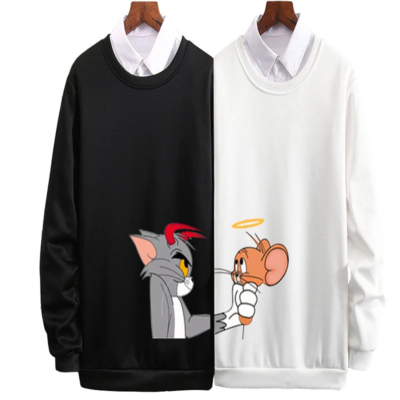 

Jerry Mouse Couple Clothes Cat Tom Cartoon Spoof Printd Hoodie Funny Men/Women Sweatshirt Leisure Kawaii