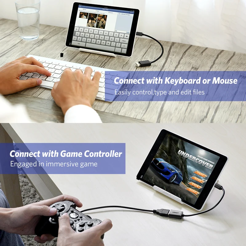 UGREEN Micro USB OTG Cable Adapter for Xiaomi Redmi Note 5 Micro USB Connector For Samsung S6 Tablet Android USB 2.0 OTG Adapter
