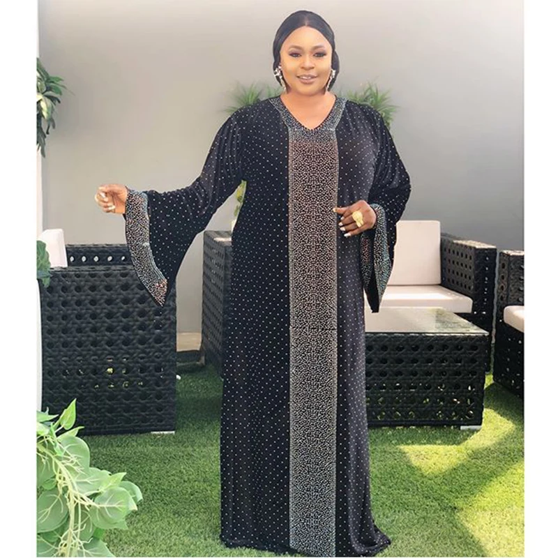 African Dresses Women Velvet Hot Drill Dubai Turkey Muslim Abayas Ankara Dashiki Dress Bazin Robe Boubou Plus Size Dress