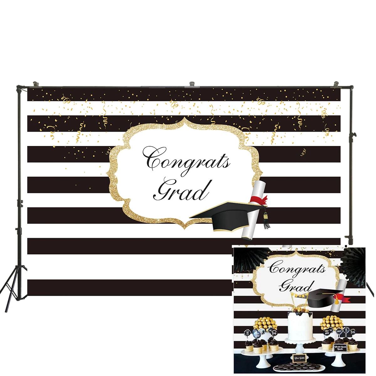 Класс 2019 фон для фотосъемки с изображением черно белыми полосами Выпускной