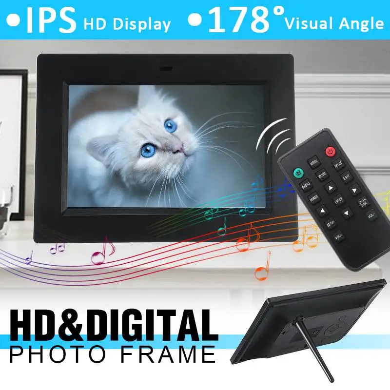 Цифровая фоторамка 7 дюймов ips экран MP3 MP4 светодиодный HD электронный альбом для фотографий музыки 178 визуальный угол полная функция Музыка Видео