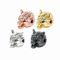 cubic zirconia 4 color brass wolf head beads accessories charm bracelet necklace women finding diy components for jewelry making