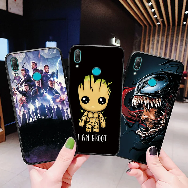 Силиконовый черный чехол из ТПУ для huawei Y9 чехол для huawei Y9 чехол для телефона Marvel Мстители чехлы для huawei Y9 Prime