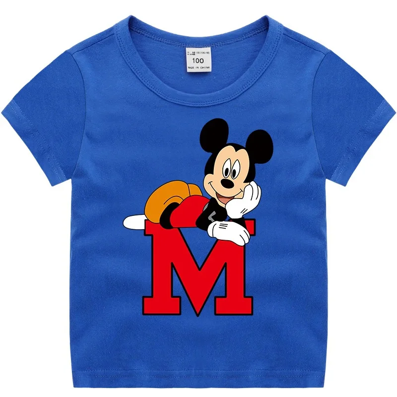 Милая футболка с Микки для мальчиков и девочек одежда Маусом маленьких хлопковые
