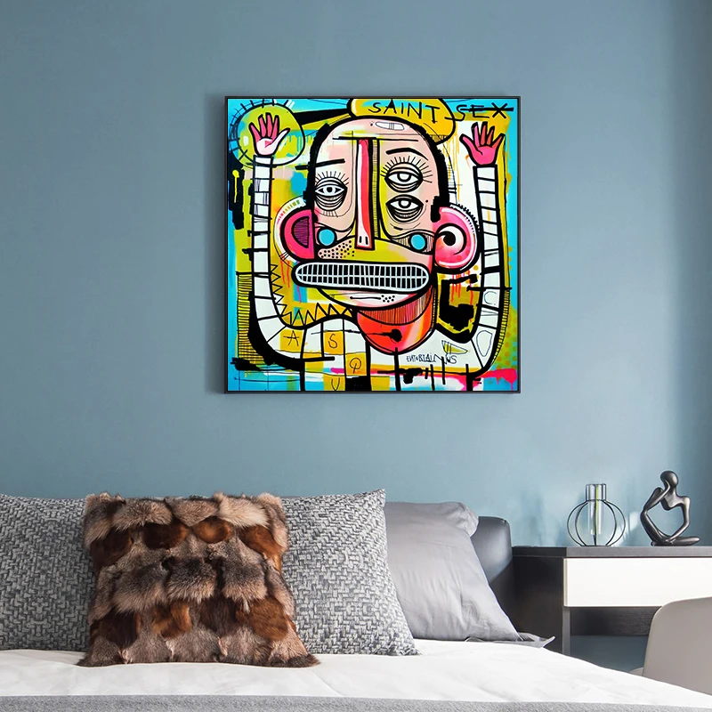 Абстрактная Картина на холсте с граффити настенные постеры и принты красочная