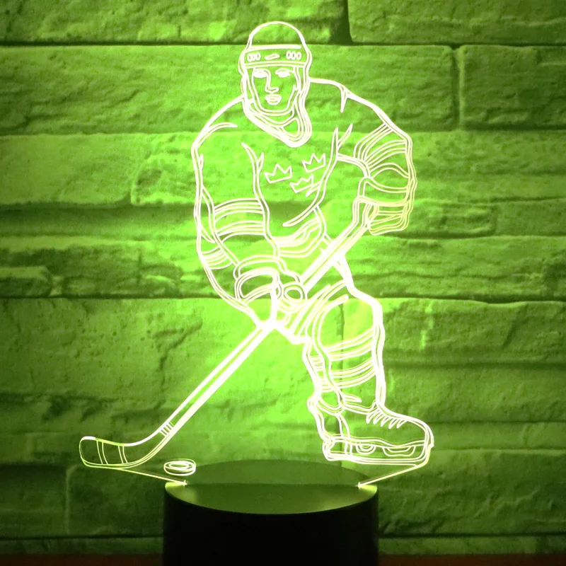 3D светодиодный ночной Светильник играть Хоккей приходят с 7 цветов светильник