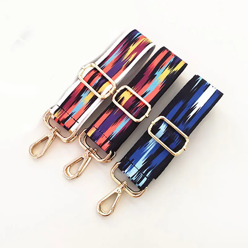 

130cm Fashion Rainbow Color Bag Strap Women Adjustable Replacement Crossbody Bag Belt With Gold Buckle Belts Wide Shoulder Strap