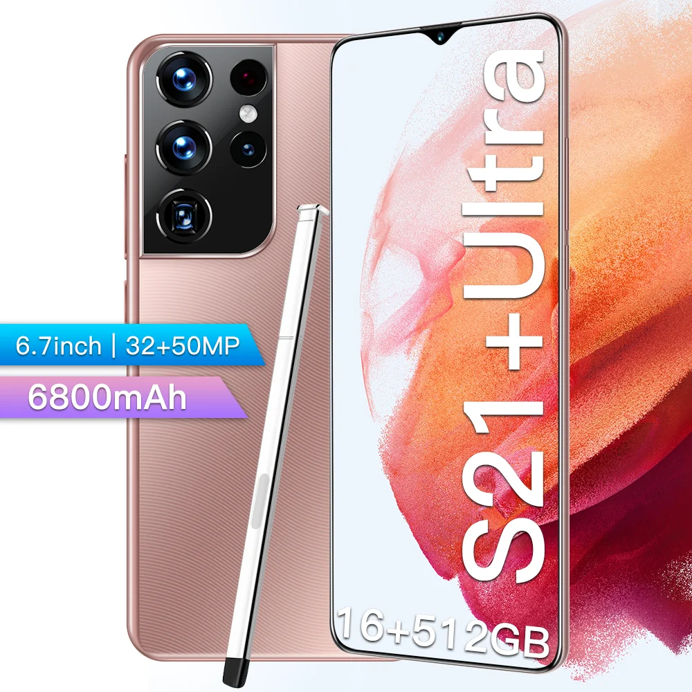 

Global Version S21+Uitra 6.7Inch SmartPhone Galaxy 6800Mah Lithium-ion Big Battery 16+512G Android CellPhone 32MP+50MP Camera