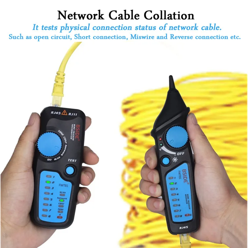 Тестер локальной сети RJ45 тестер сетевого кабеля анализатор детектор Finder FWT81