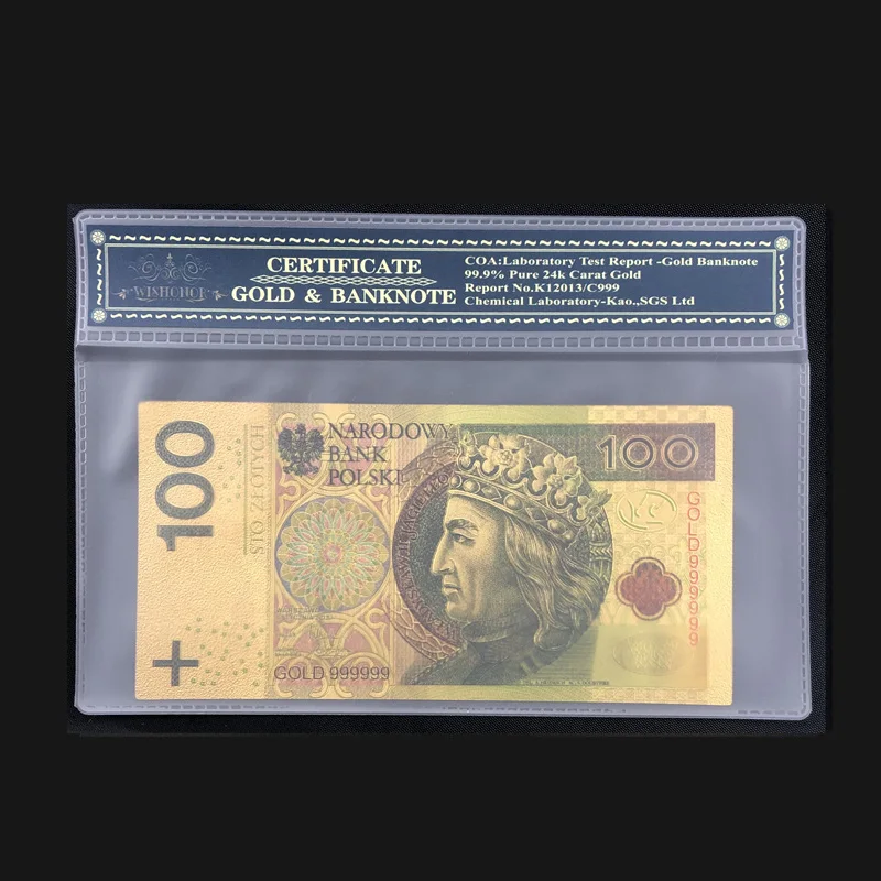 Лидер продаж для Польша золотые банкнот 100 PLN кредитки червонного золота в