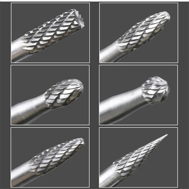 10 шт. 6 мм хвостовик карбида вольфрама Шлифовальная головка заусенцы роторные