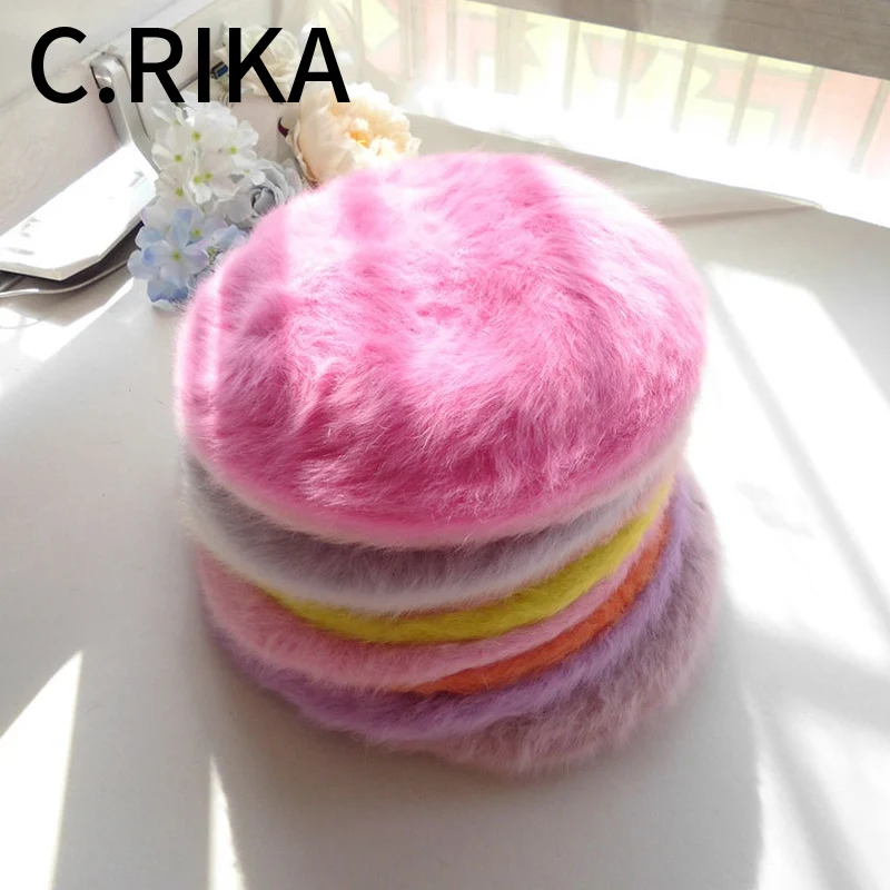 Осень зима 2019 женский берет из кроличьего меха шапка для леди и девушек модная