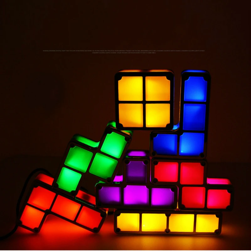 

Tetris Lamp Led Luminous Creativity Building Block Puzzle DIY bedroom Small Table Lamp Small Night Lamp Gift Toys For Children