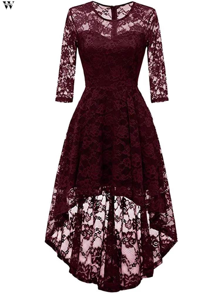 Женское кружевное мини вечернее платье с рукавом три четверти большие размеры