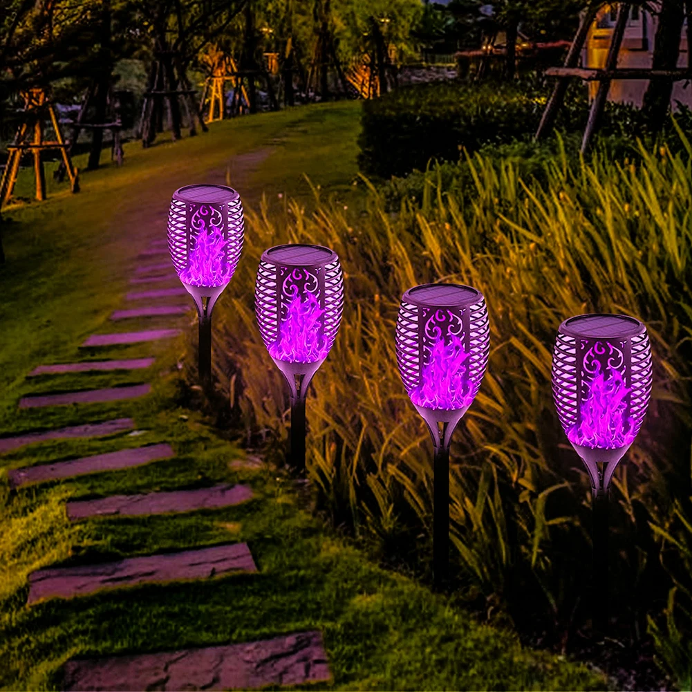 

12LED Solar Flame Torch Light Flickering Flashing Purple Light Yard Waterproof Garden Decoration Outdoor Lawn Path Stake LED Lam