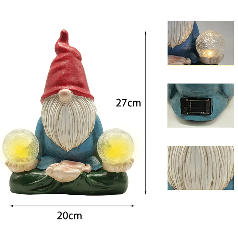 

Solar Gnome Statue Resin Figurines Solar Garden Sculpture Light for Patio Yard D1