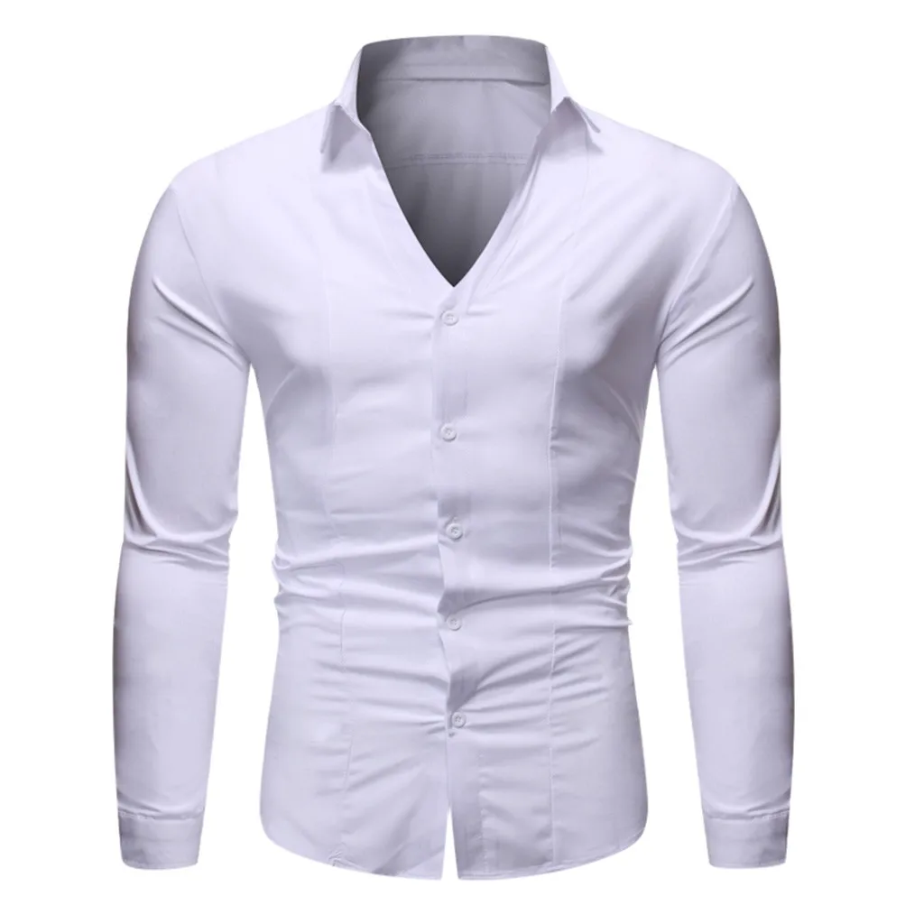 Men's New Style Simple Fashion Pure Long Sleeve Shirt Comfortable Blouse Business Shirts Men Chemise Homme | Мужская одежда