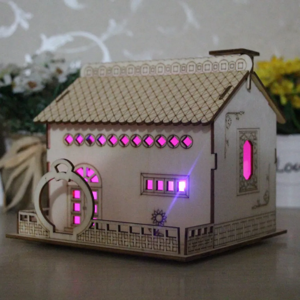 Рождественская креативная деревянная вилла маленький двор Копилка светящаяся