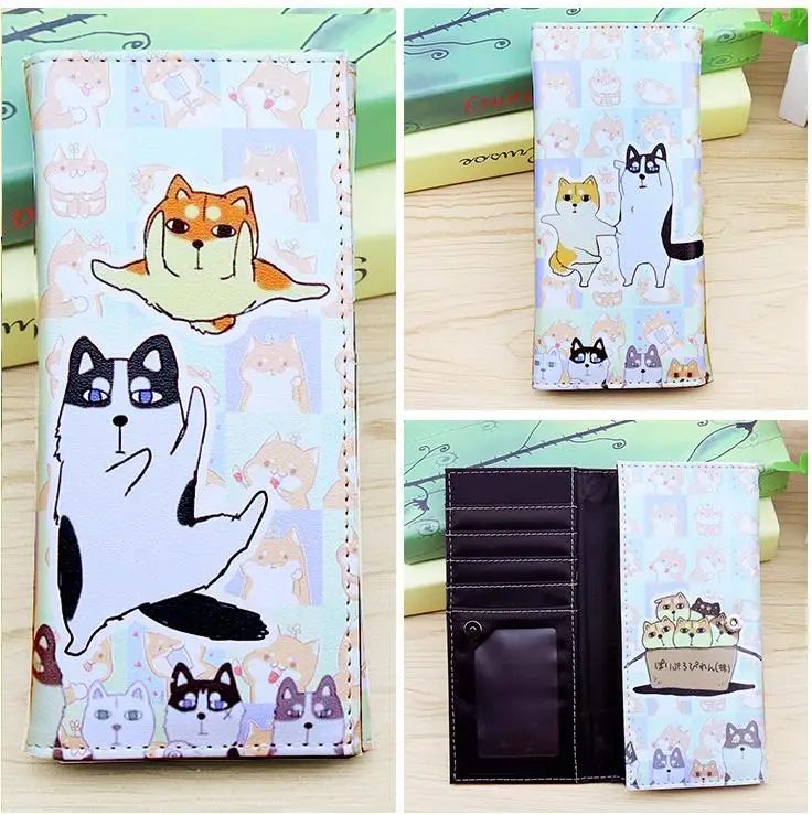 Neko Atsume Кот задний двор Шиба ину милые Мультяшные Животные Кошки Собаки аниме студенты мужчины женщины длинный кошелек держатель для карт кошелек посылка - Цвет: 7
