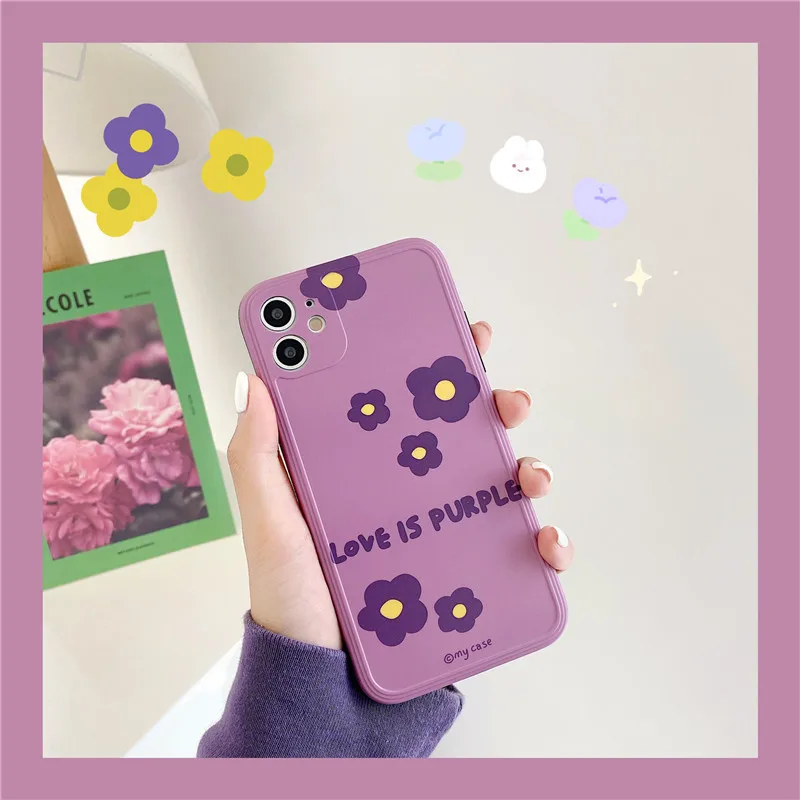 Корейский стиль фиолетовый цветок устойчивый к падениям Чехол для мобильного