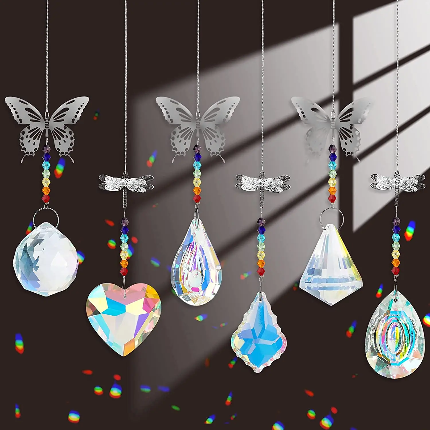 

6Pcs Crystal Sun Catcher, Window Prism Rainbow Maker Suncatcher Crystals Hanging for Window Garden Home Room Car Office Decor
