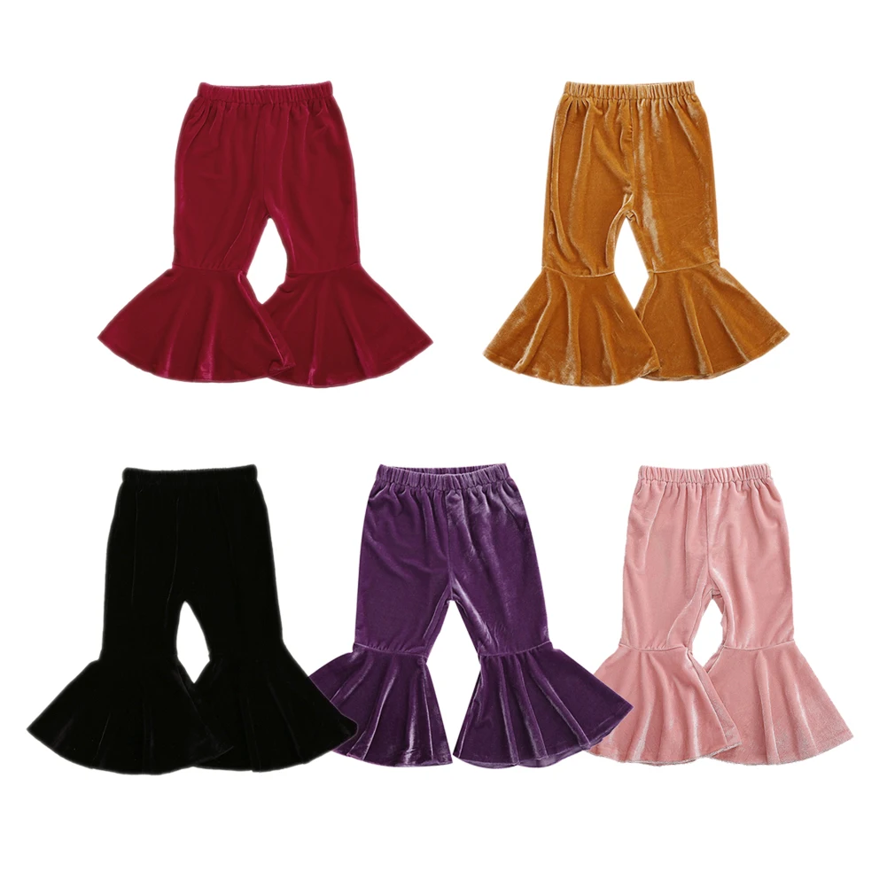 

Штанишки с высокой талией для девочек, однотонные, с вельветовым утеплителем, Осень-зима, От 6 месяцев до 6 лет