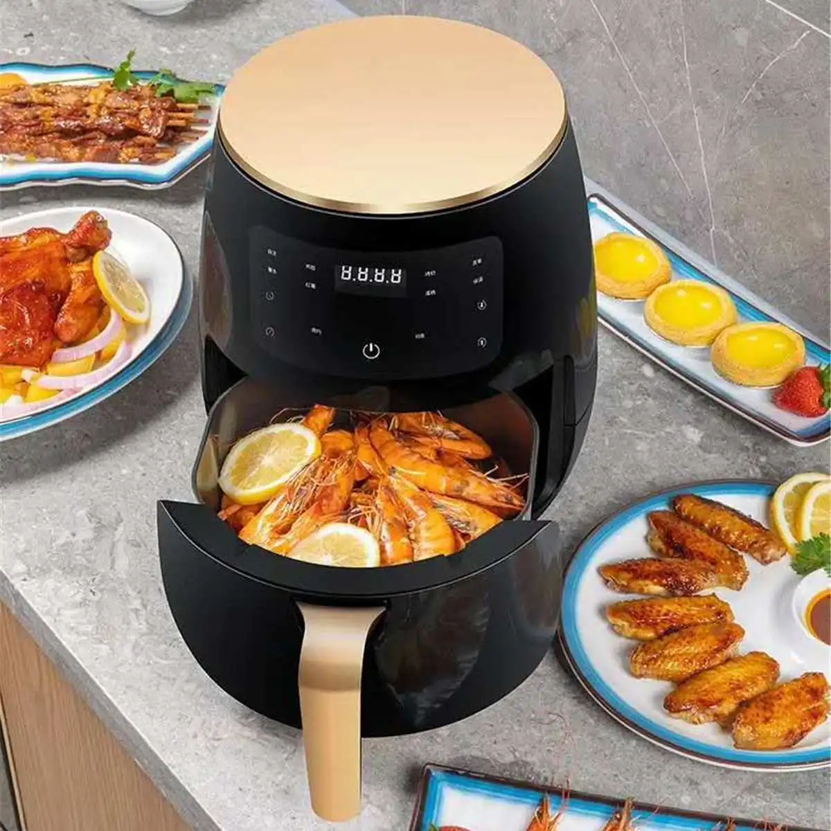 

4.5L 1400W Air Fryer 220V Oil free Health Fryer Cooker Multi Function Smart Touch LCD Deep Airfryer Pizza Fryer for French fries