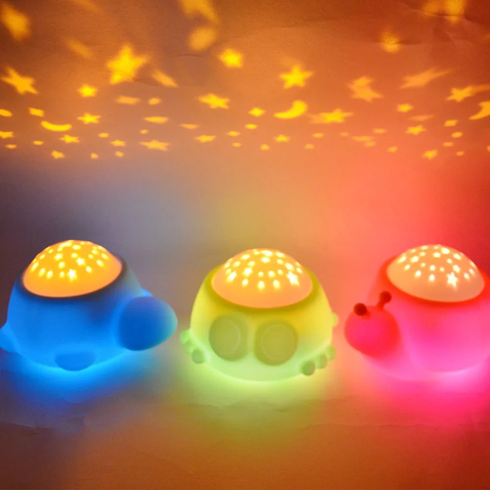 USB Rechargeable Animal Silicone Projector Music Starlight LED Colorful Patting Color Changing Bedside Atmosphere Night Light