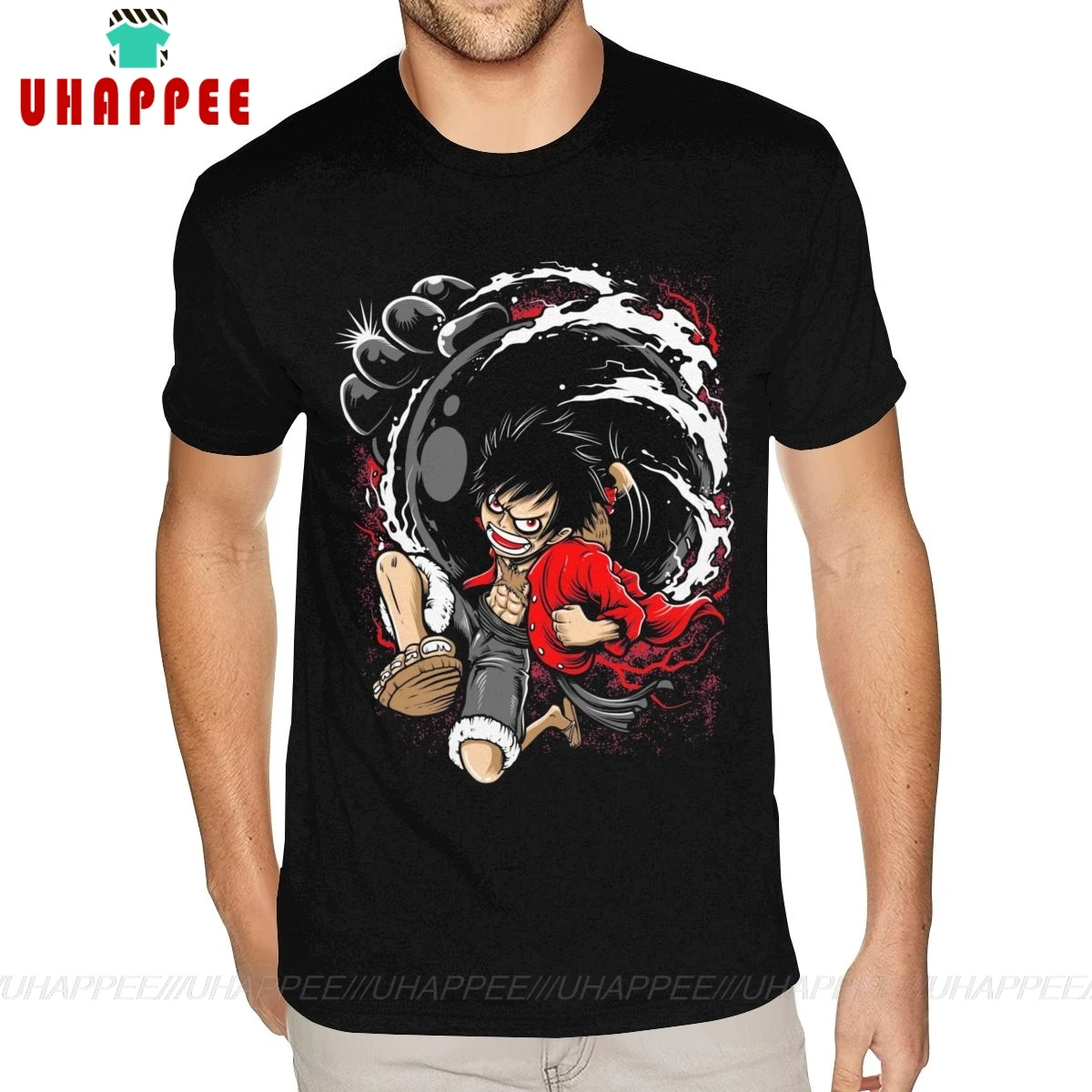 Футболка Luffy с коротким рукавом и круглым вырезом хлопковая принтом слона