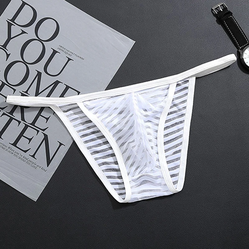 Мужские сексуальные трусы для взрослых дышащее Сетчатое Полосатое эластичное