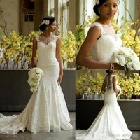 african bride lace mermaid wedding dresses sleeveless 2021 appliques train chapel dress bridal gowns vestidos de