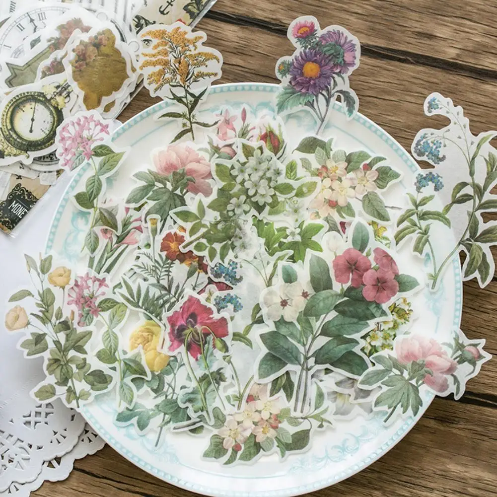 

Vintage Green Plant Flower Hand Account Photo Album Paper Decoration Diary Stickers Package Diy Diary Decoration Washi Stic P5u1