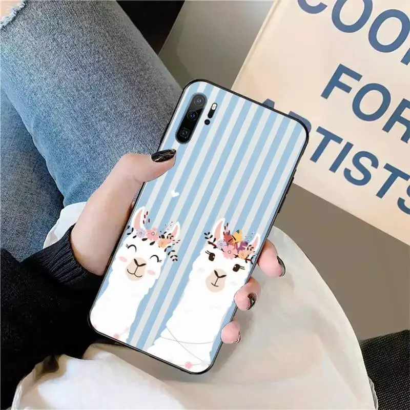 

Cartoon cute alpaca with blue stripes Phone Case For Huawei honor Mate P 9 10 20 30 40 Pro 10i 7 8 a x Lite nova 5t