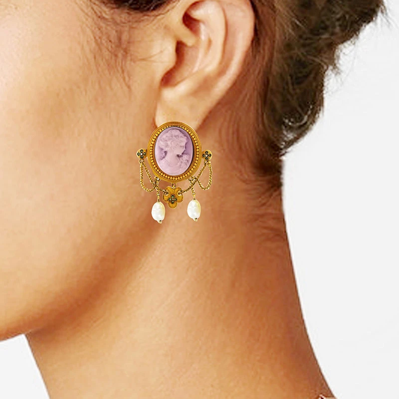 

Earrings 2020 New Trendy Danity Stone Post Stud Earring/ Drop Earring/ C-hoop Earring/ Portrait Tassel Earring Gift