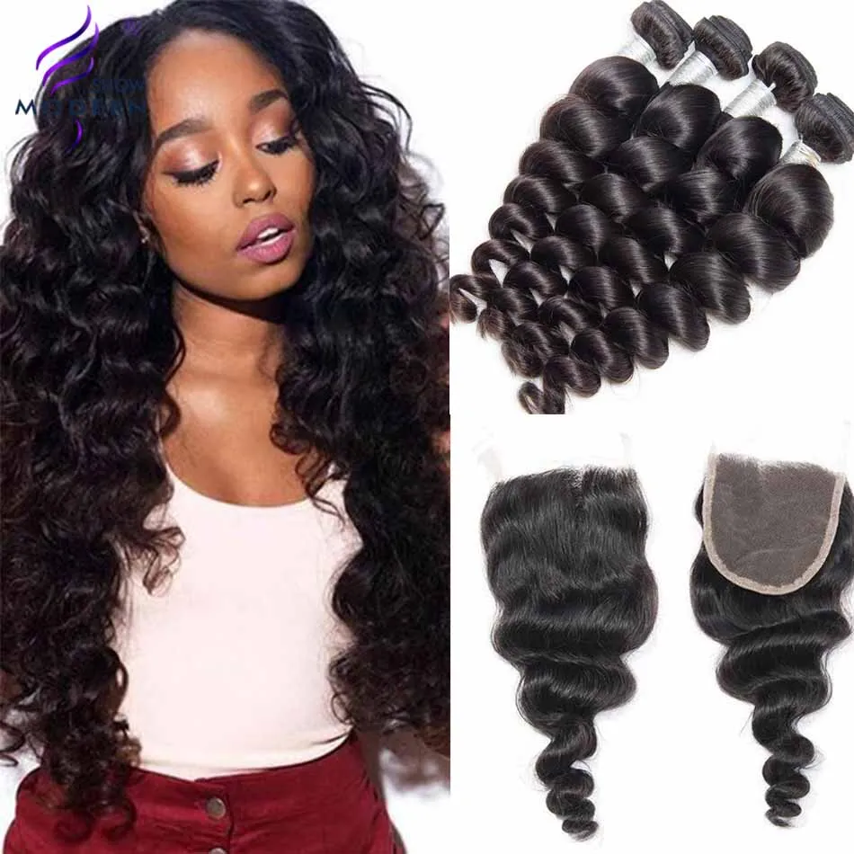 Современная свободная волнистая пряди с закрытием бразильские не Реми