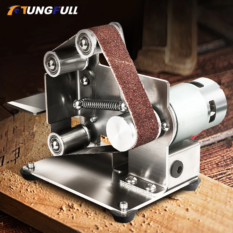 Mini Electric Belt Sander DIY Polishing Grinding Machine Fixed Angle Sharpening Machine Blade Desktop Cutter Edges Power Tool