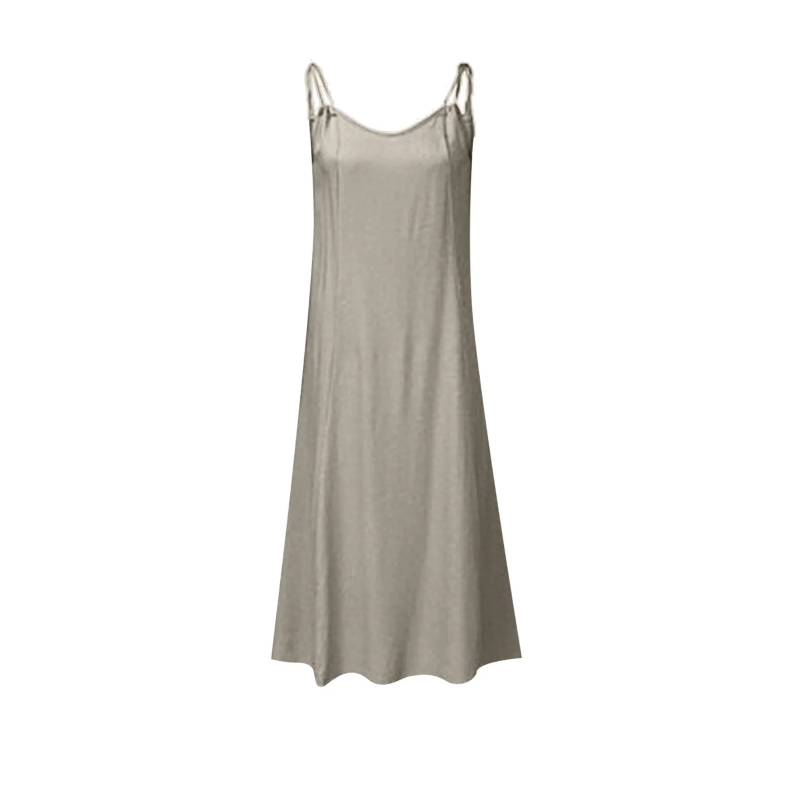 

Women's Dress Casual Summer V-neck Sleeveless Solid Loose Shift Dress Bohemia Beach Sundress Vestidos Plus Size Streetwear D24#