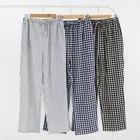 Новые хлопковые Для мужчин пижамы свободные трусы, высокая посадка, штаны для сна клетчатые мужские Пижамные штаны для мужчин Для мужчин пижамы брюки для сна Пижама со штанами домашняя одежда