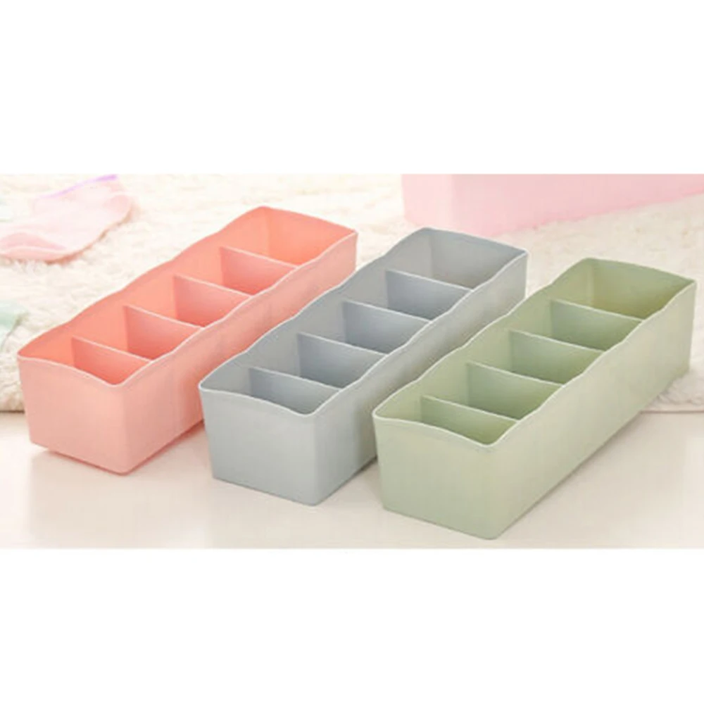 

1PCS Candy Color 5 Grids Stackable Drawer Small Plastic Finishing Box Sock Underwear Storage Box 26.5*8*6.5cm