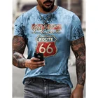 Футболка мужская с надписью Route 66, повседневная спортивная одежда с коротким рукавом, свободная дышащая одежда в стиле шоссе, на лето