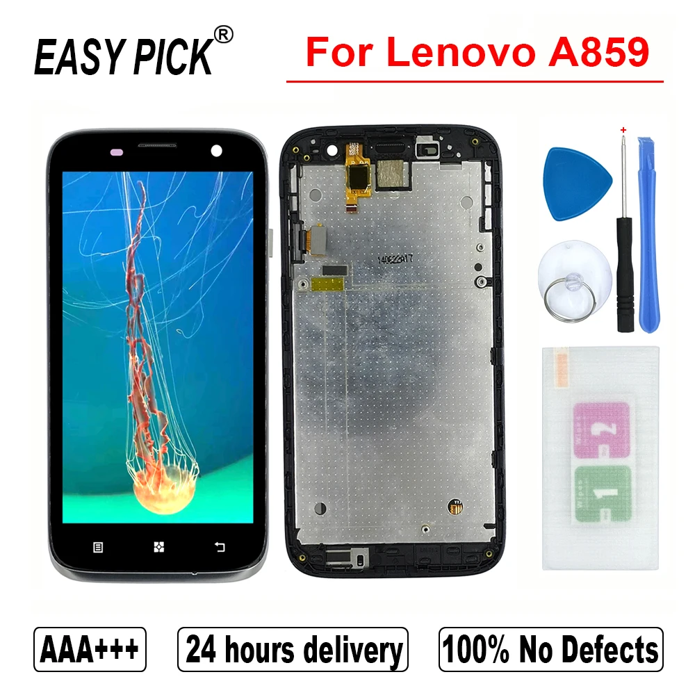 ЖК-дисплей для Lenovo A859 дигитайзер сенсорного экрана в сборе Замена с рамкой