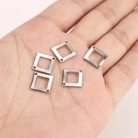 20pcslot silver tone double hole stainless steel square pendants charms connector for diy jewelry making findings top qaulity