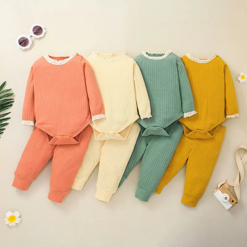 

Baby Girls Boys Clothes Sets Spring Autumn Long Sleeve Rompers and Pants Set for Children Kids
