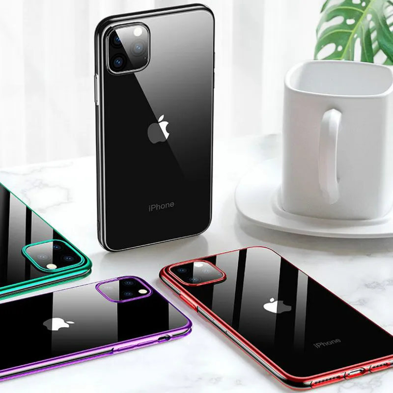 Для iPhone 11 2019 чехол с лазерным покрытием Роскошный из мягкого ТПУ прозрачный для Pro