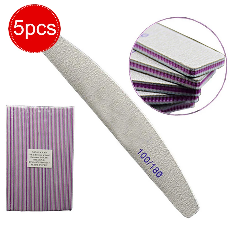 5pcs 1set Professional Nail Art Tool Hot Sale 5Pcs/Lot Nail Sanding Files 100/180 Buffer Block Manicure Pedicure Tips Gel Polish Nail File - Цвет: 5pcs 1set
