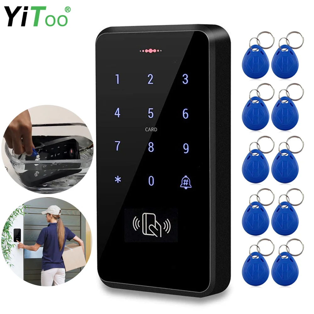

YiToo IP68 Fully Waterproof RFID Access Control Keypad 3000 Users Touch Screen Door Lock Controller with 125KHz Key Card Outdoor