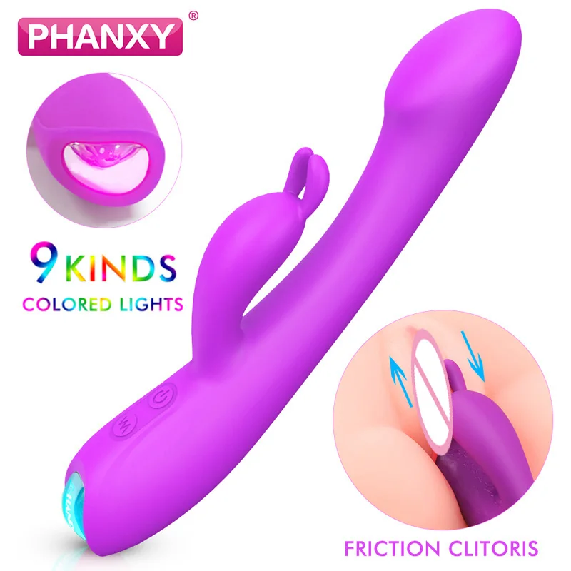 PHANXY 9 Цвет светодиодный сильный Rabbit Vibrator Стимуляция клитора массаж точки G для