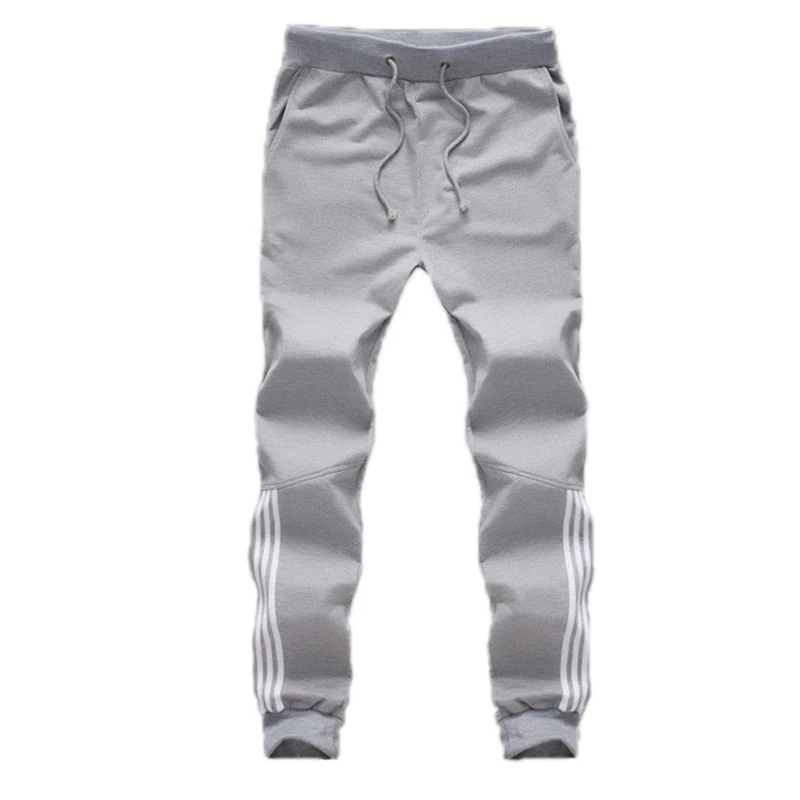EM079 Grey Мужские штаны для бега, Брендовые повседневные мужские брюки в полоску, черные, синие, серые, хлопковые спортивные штаны, Мужские штаны для фитнеса, тренировки, Pantalon, Homme, 5XL - Цвет: EM079 Grey