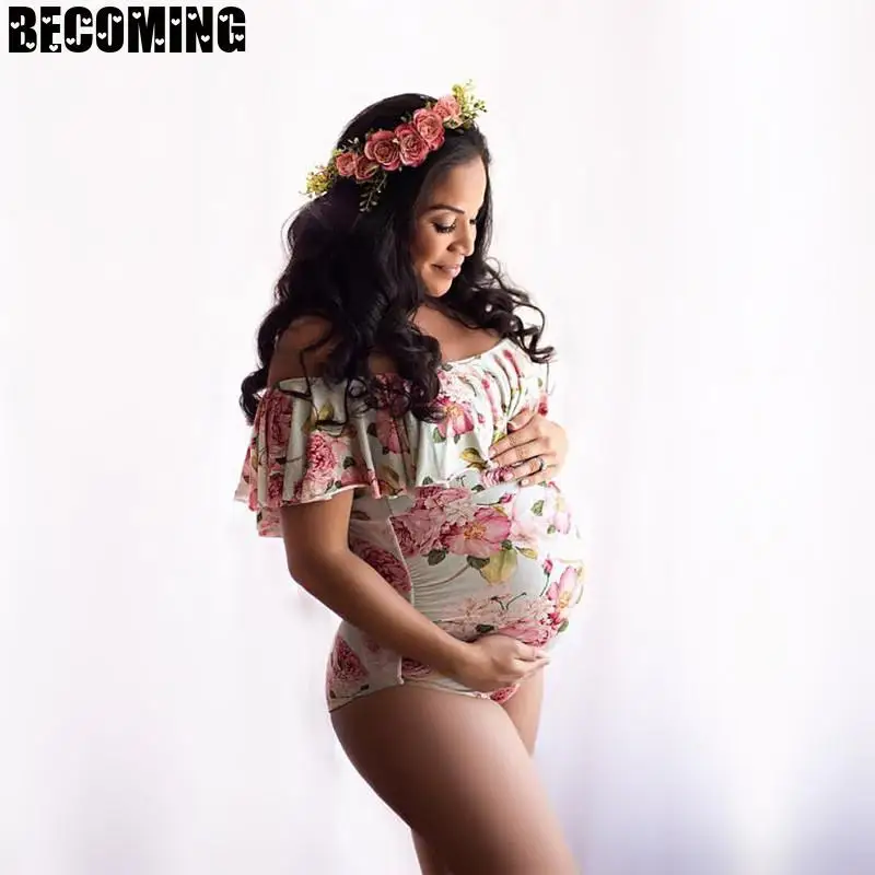 Купальник для беременных Комбинезоны фотосъемки с воротником лодочкой